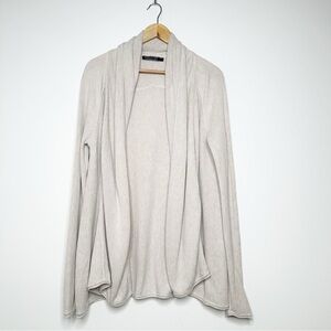 Peruvian Connection Cream Open Shawl Collar Pima Cotton Cardigan Sweater Medium